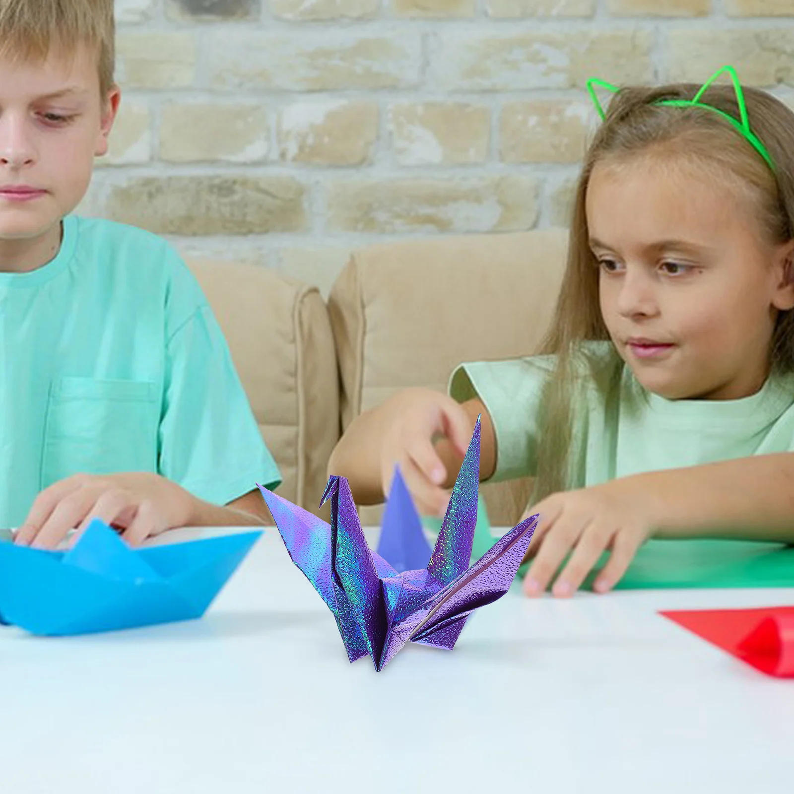 12枚の折り紙 アートクラフト用 12鮮やかな色の正方形シート 子供用DIYプロジェクト グリッター折り紙