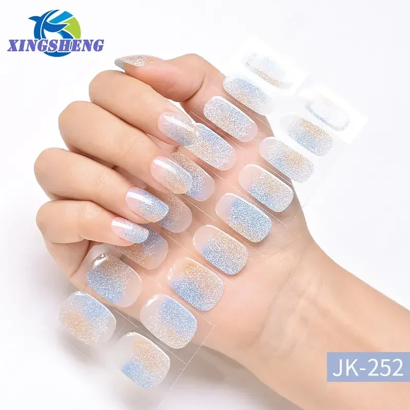 New Arrival Nail Charms Gel Sticker Wraps Simple Solid Color Semi Cured Gel Nail Sticker set for UV Lamp Designer Nail Art Decor