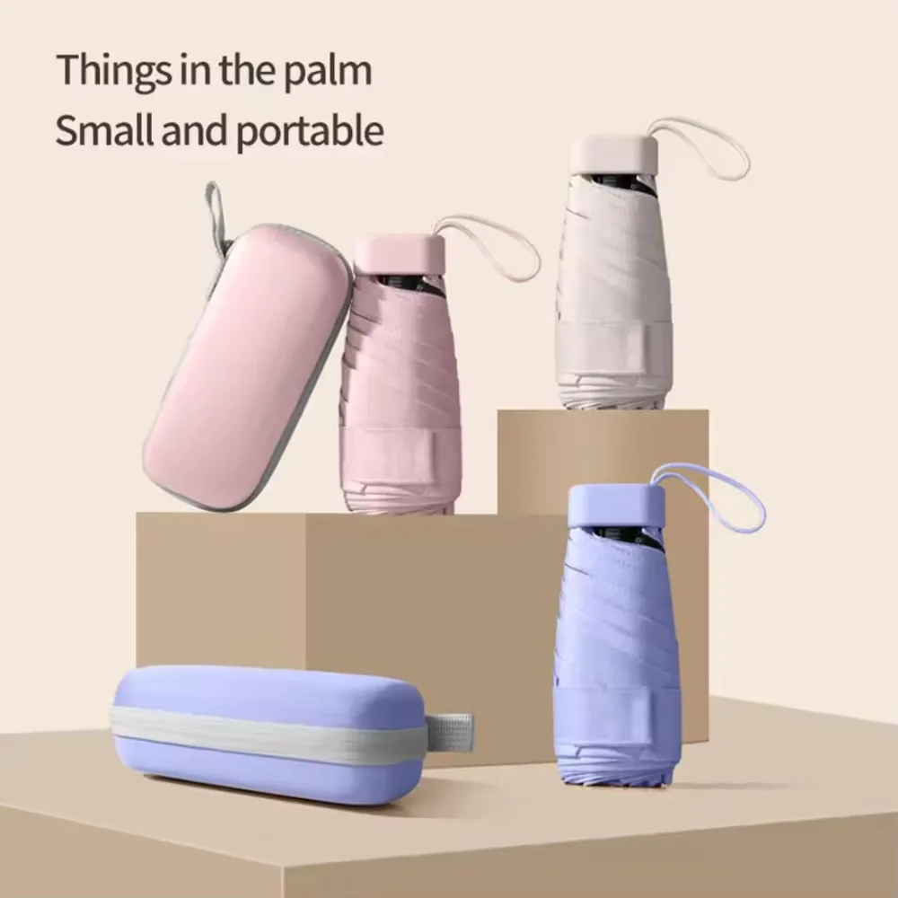 مظلة صغيرة مظلة كبسولة المطر والمطر ذات الاستخدام المزدوج المطر والحماية من الشمس في الهواء الطلق السفر مظلة من الشمس مظلة جيب #1