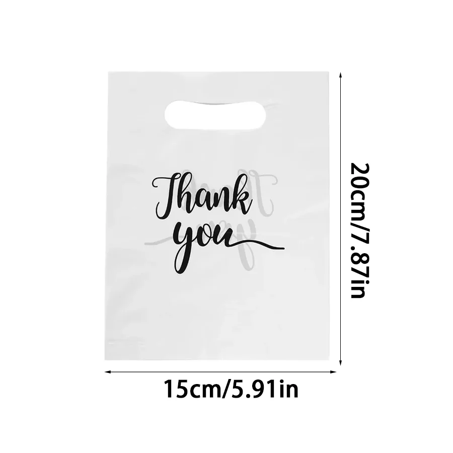 50/95pcs Bulk White Thank You Handheld Plastic Bags Lightweight Gift Pouches Portable Shopping Bags for Boutique Cosmetic XJM