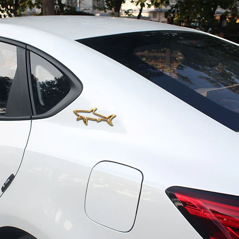 Shark Metal Car Bumper Sticker Creative Personality Body Scratch Cover Modified Side Door Decal for Vehicle view 4