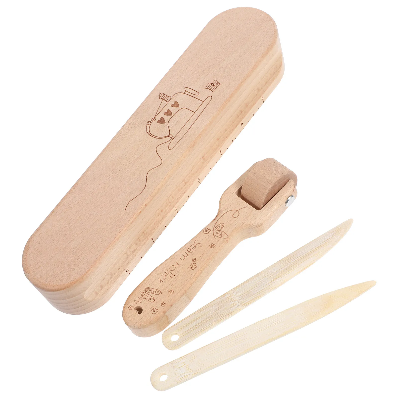 

4Pcs Beechwood Clapper Set Seam Roller Point Tuner Pressing Tools for Quilting Sewing Ironing Fabric Protection Ergonomic