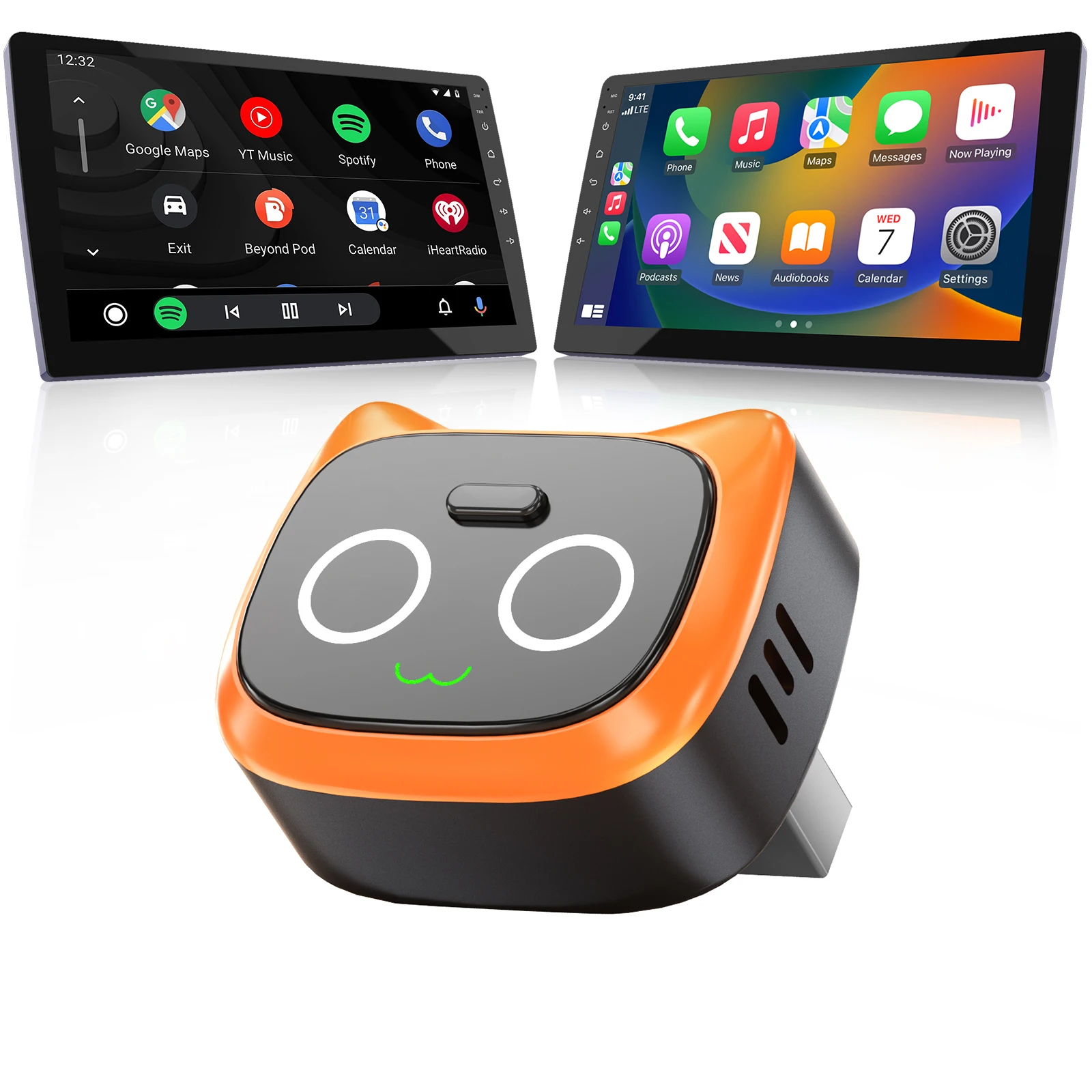 Mini Wired to Wireless CarPlay & Android Auto Adapter Dongle, 2-in-1 Low Latency Wireless Car Play Converter for Factory Car Audio