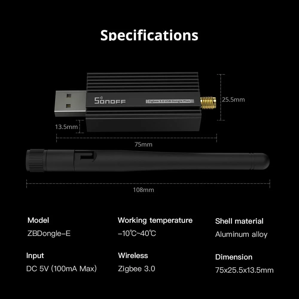 SONOFF Dongle-E Zigbee 3.0 USB Dongle Universal ZigBee Gateway Via ZHA Or Zigbee2MQTT Support SONOFF ZBMINI S26ZBR2 SNZB