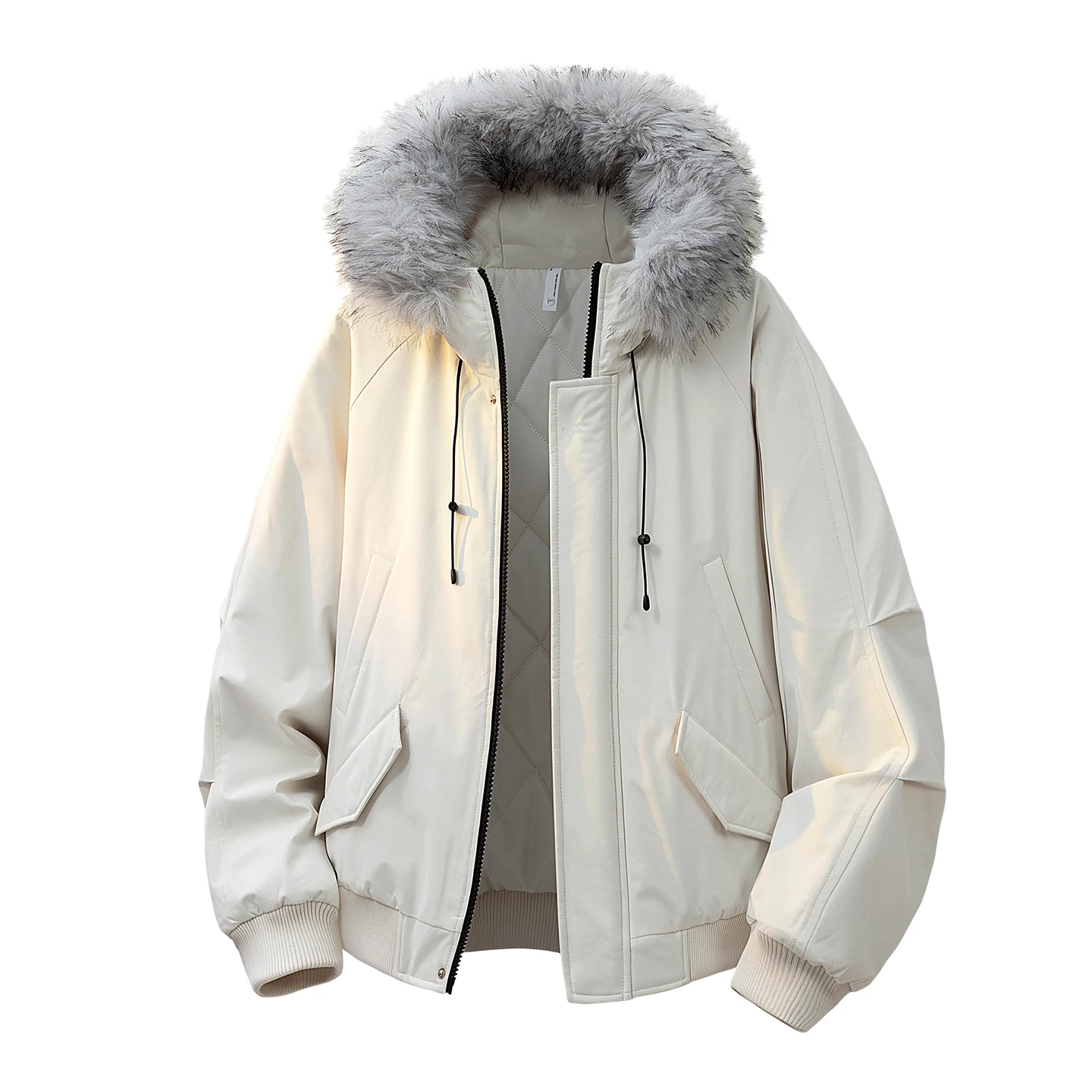 

Detachable Fur Collar Men's Casual Cotton-Padded Jackets 2025 Winter Solid Color Warm Parkas Outwear Windproof Thicken Top Coats