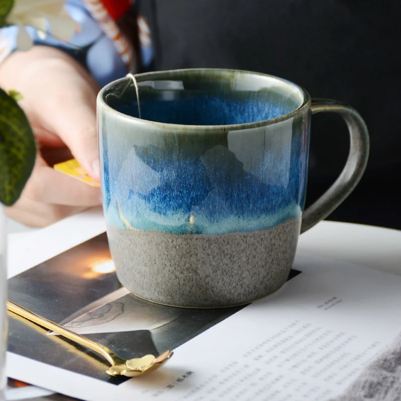 Tasse en céramique à changement progressif pour lait, café, petit-déjeuner, étoilé, céramique, rétro, thé, bureau, tasse à eau, jus, bière, standardisation, verres, 350ml