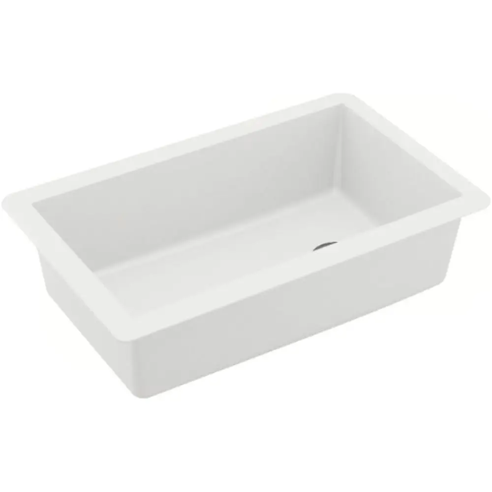 

Кухонная мойка QU-670 из кварцевого композита, 32 дюйма, одинарная чаша, черная, для установки под столешницу – слив с правой стороны, сверхглубокая чаша 9 дюймов, звукоизоляция