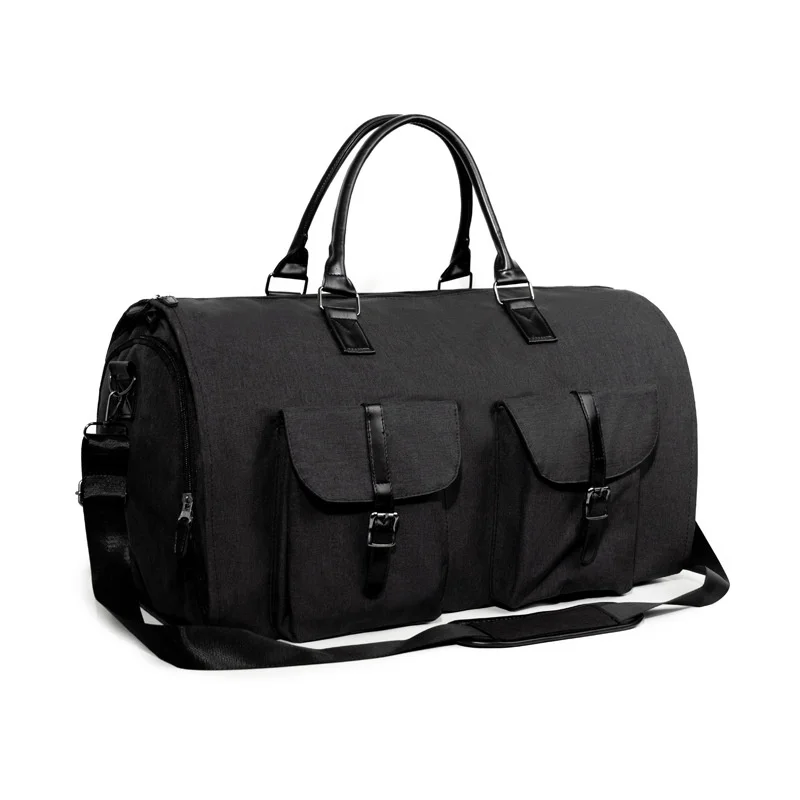 Foldable Duffle Bag Suit Travel Bag Waterproof Large Capacity PU Leather Luggage Bag Flight Bag With Shoulder Strap Men Women