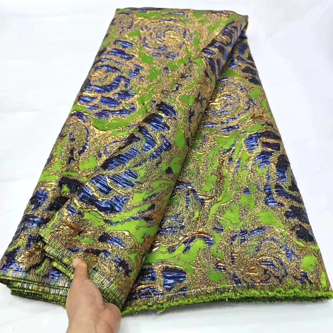  African Lace Fabric Satin 5 Yards 2024 High Quality Nigerian Brocade Jacquard Lace Fabrics For Sewing Dress Cloth  HD