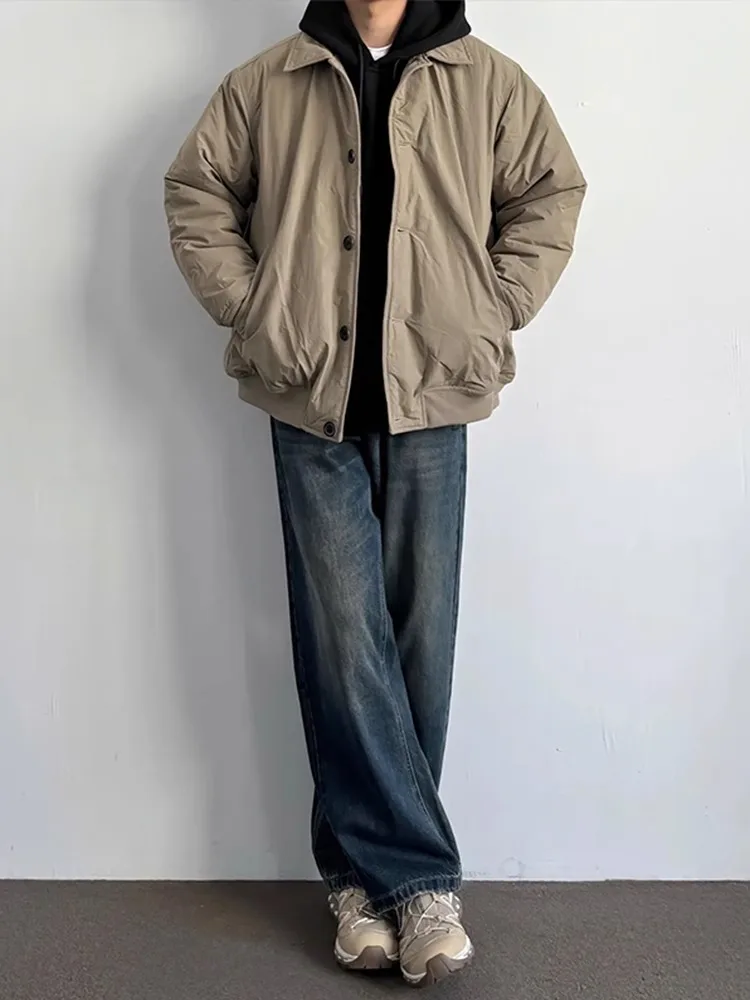 

Retro Blue Waed Straight Leg Men's Jeans Loose Casual Long Trousers American High Street Vibe Knife Pants