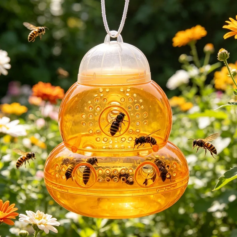 Gourd-Shape Bee Trap Garden Hanging Hornet Yellow Jacket Catcher Bee Wasp Killer Insect Hanging Traps Pest Control Container