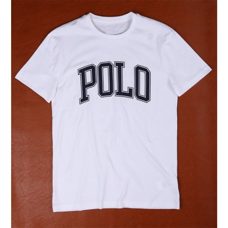 Couple Polo T-shirt Cotton Letter Printed Short Sleeve Tops Spring Summer Casual Simple