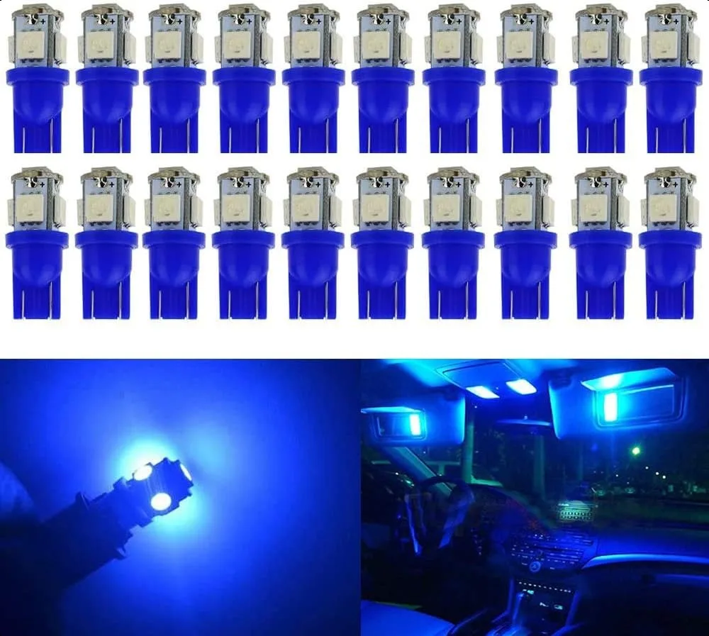 

194 T10 168 2825 W5W Bulb 5050 5 SMD Ice blue LED Light 12V Car Interior Lighting For Map Dome Lamp Courtesy Trunk License Plate