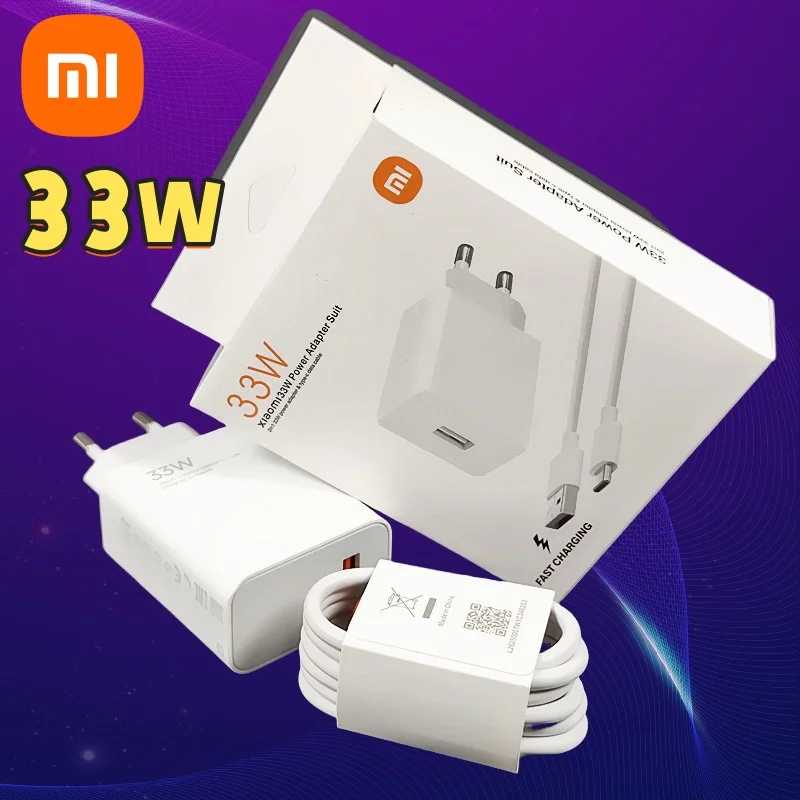 33 واط شاحن Xiaomi محول الشحن السريع 6A نوع C كابل ل mi 11 لايت 10 برو Poco X3 X4 M3 ريمي نوت 9 10 برو