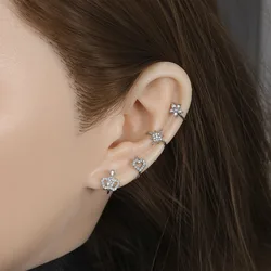 Zircon Moon Crown Heart Piercing Nose Ring for Men Women Vintage Punk Twist Nose Hoop Spiral Nose Ring Earrings Jewelry