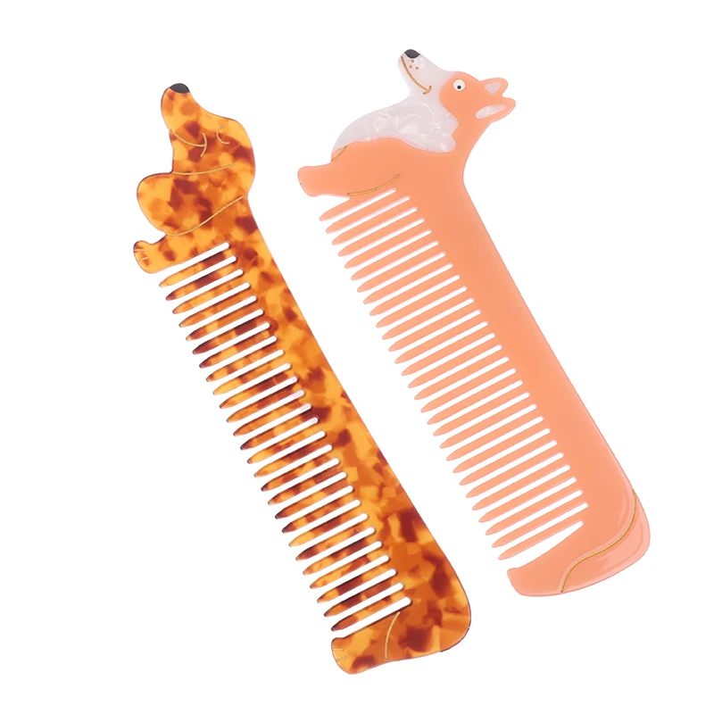 大きな歯の子犬のデザインの櫛,アセテートの理髪の櫛,帯電防止マッサージヘアブラシ,カラフルなスタイリングツール,かわいい