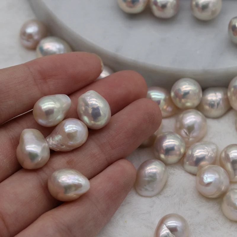 Popular 11-12mm white tail drop edison baroque freshwater pearls no hole loose beads wholesale