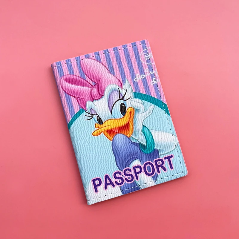 Disney Daisy ปกหนังสือเดินทางหญิงมัลติฟังก์ชั่บัตรเครดิตกรณีผู้หญิงผู้ถือหนังสือเดินทาง ID Card อุปกรณ์เสริมการเดินทาง