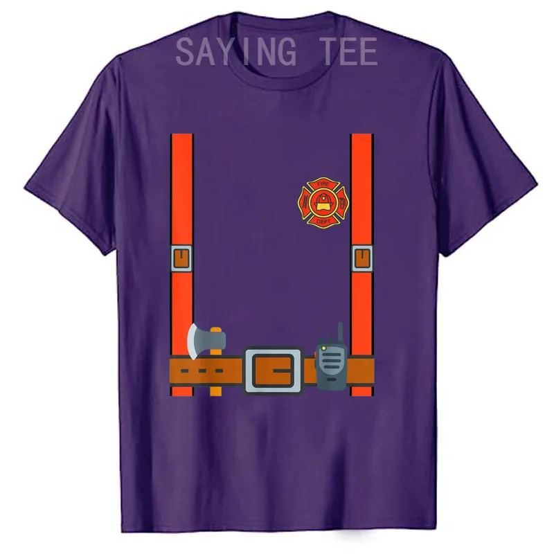 Feuerwehrmann Halloween DIY Feuerwehruniform Lazy Kostüm Anzieh-T-Shirt Y2k Fantastisches Feuerwehrmann-Grafik-T-Shirt Persönlichkeits-Streetwear – Detail 7