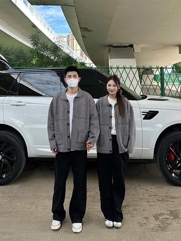 

Loose Casual Knitted Sweater Cardigan for Men And Women Autumn Winter New Sle Couple's Faionable All-Match Loose Collar