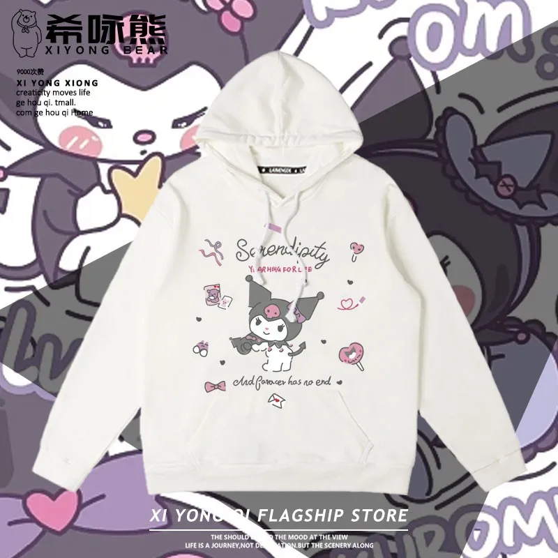 

2024 New Sanrio Laurel Dog Co-branded Hooded Hoodie Girls' Big Children Kulomi Melody Girls' Clothing Tide