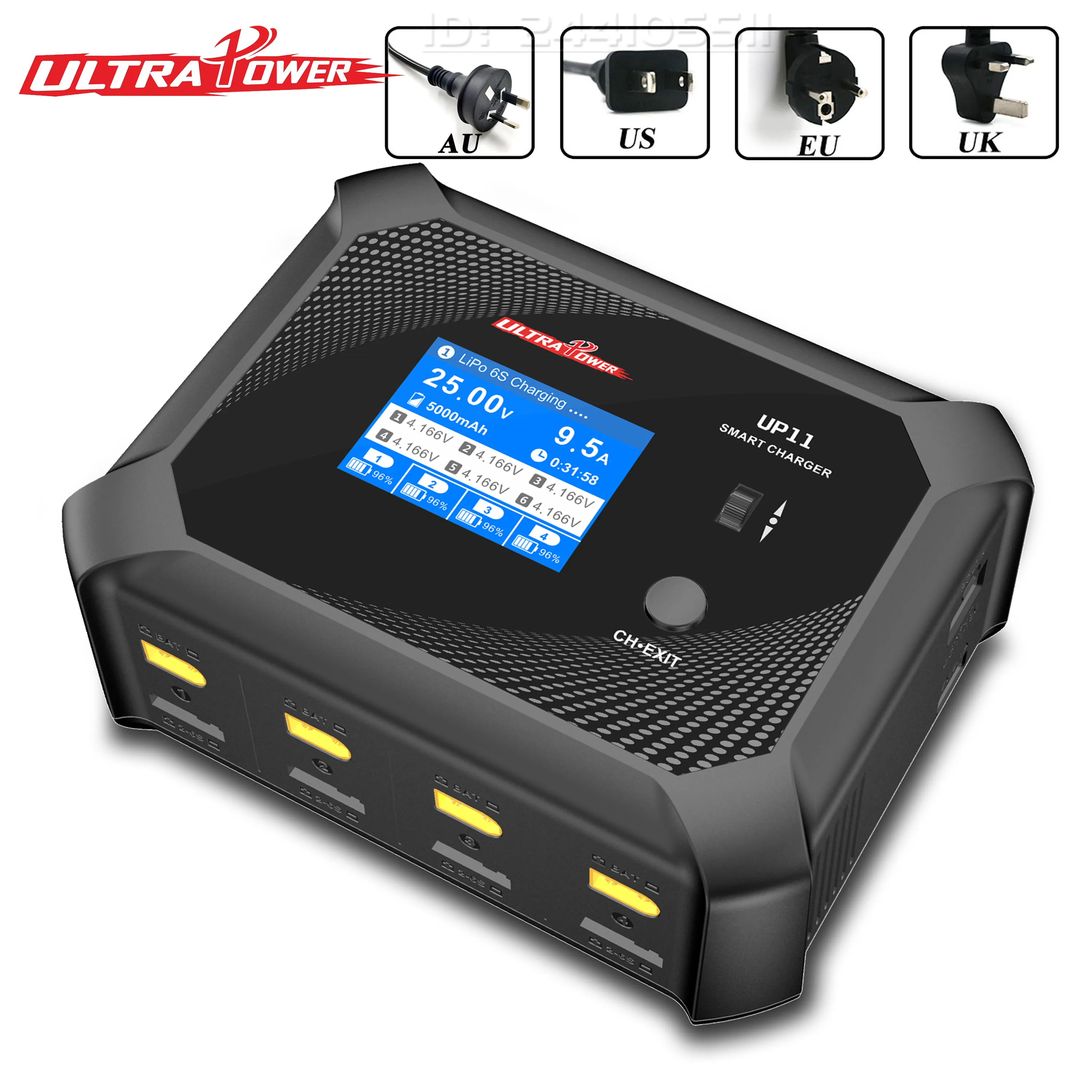 

UltraPower UP11 Smart Balance Charger AC 240W DC 600W Четырехканальный разрядник для LiHv LiPo LiFe Lilon NiMH NiCd Pb Battery RC