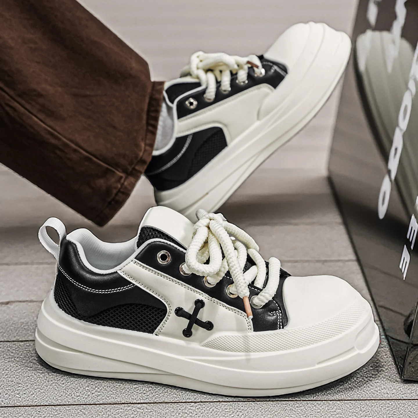 

2026 Spring Men's Casual Sneakers,Chunky Platform Height Boost, Trendy Chunky Toe Design, Soft Bottom, Lightweight Fashion Shoes