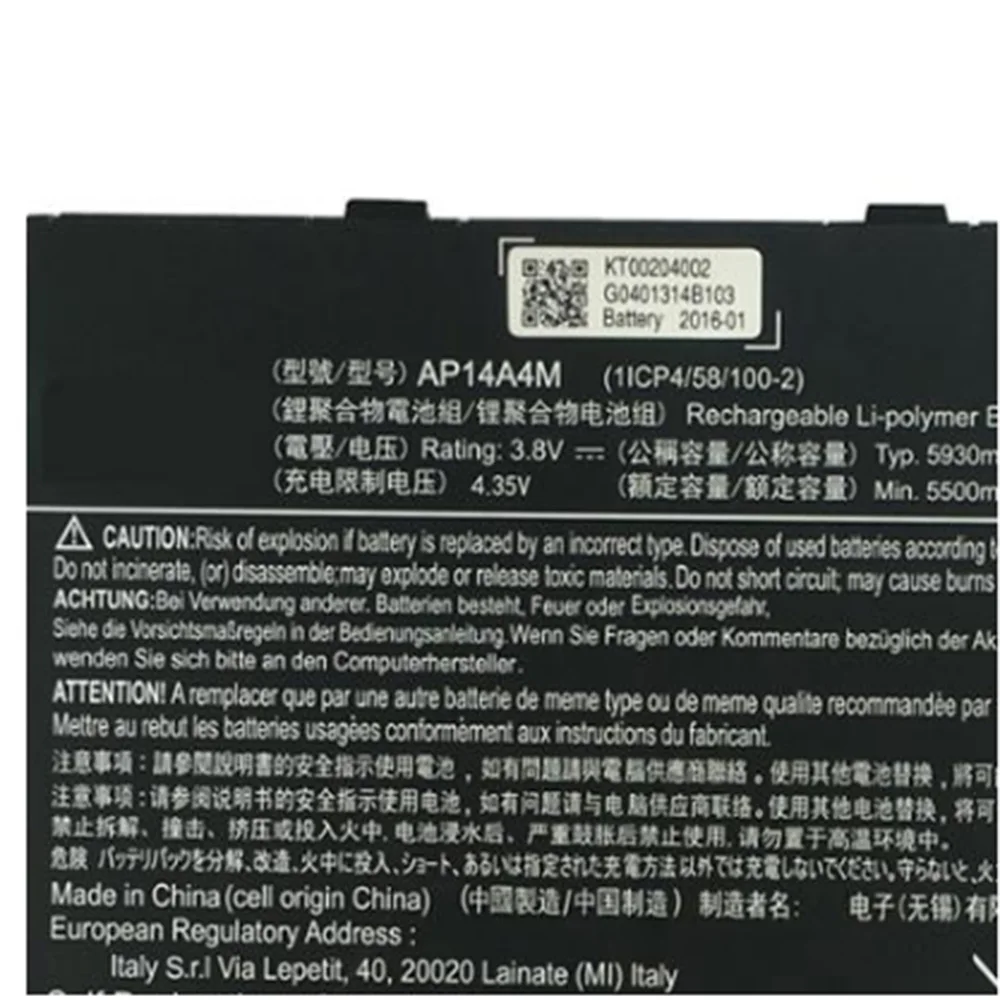 3.8V 5910mah AP14A4M 22Wh AP14A4M AP14A8M AP14A8M NOVO ORIGINAL Bateria Para Notebook Acer Aspire Alterne 10 SW5-011 SW5-012 10-polegadas