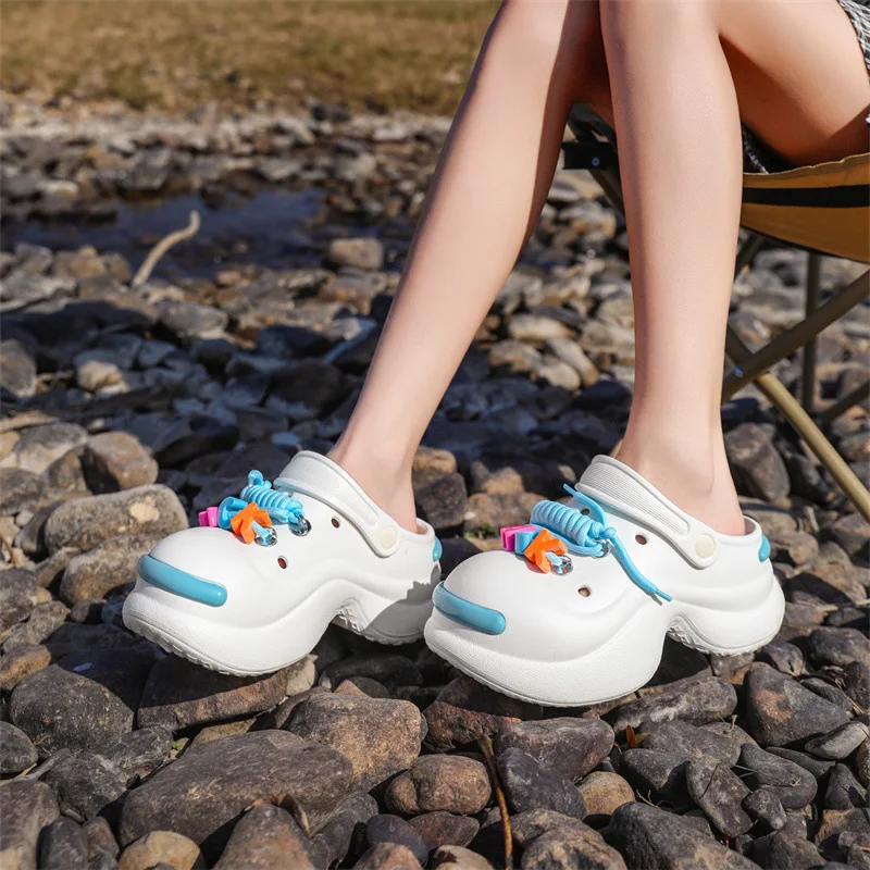 

Women Clogs Summer Female Sandals Thick Bottom Home Slides Soft EVA Dry Wedges Platform Garden Shoes Beach Sandals Home Slippers