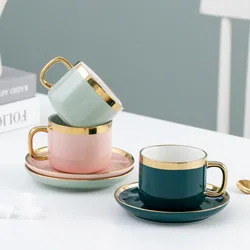 Simple Style Ceramic Gift Mug Coffee Cup With Small Plate Luxury Cup and Saucer Set