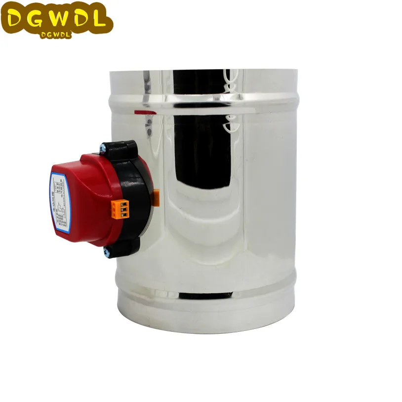 OD51-250mm 201 الفولاذ المقاوم للصدأ أنابيب الهواء الكهربائية المثبط صمام HVAC أنابيب الهواء بمحركات المثبط HVAC AC220V DC12/24V المحرك