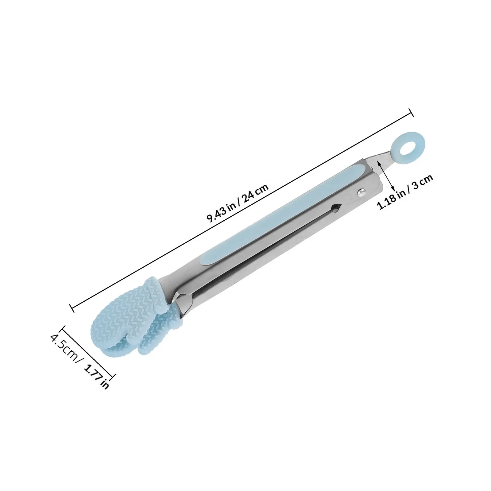 Food Tong Silicone Palm Design Non-Slip 9 Inch Sky Blue Locking Kitchen Tool for Cooking Baking Grill Serving Fruit Sugar Mini
