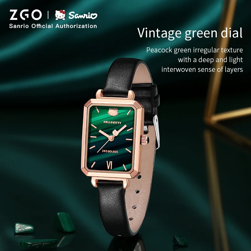 ZGO x Sanrio Ladies Watch, French Light Luxury Retro Small Green Watch, Fashion Quartz Watch, Birthday Gift for Girlfriend 278