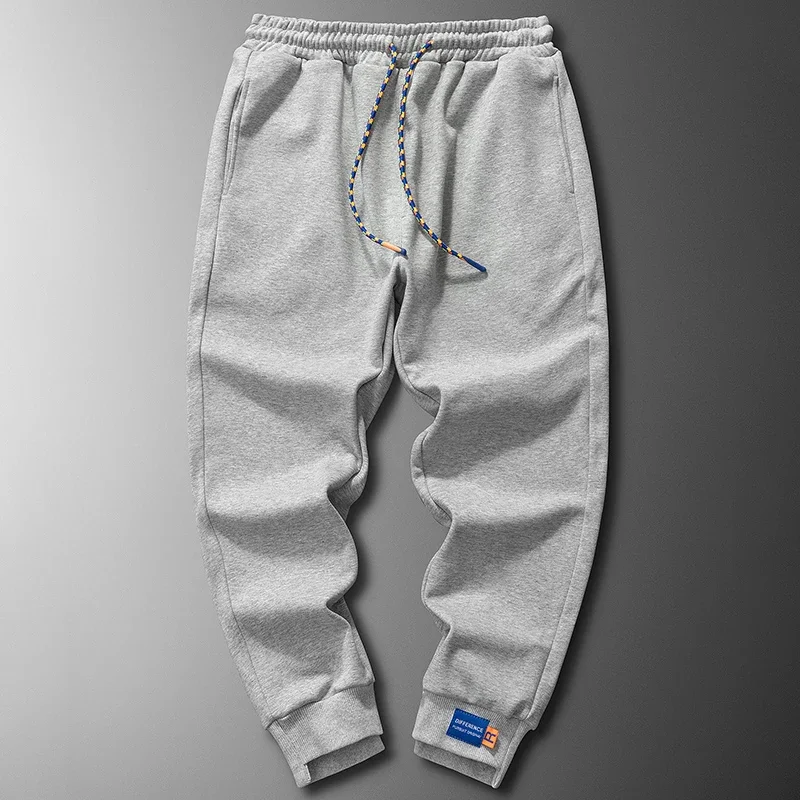 가을과 겨울 야외 남성 캐주얼 다용도 드로스트링 플리스 스포츠 팬츠 패셔너블 루즈 편안한 발목 묶음 팬츠
