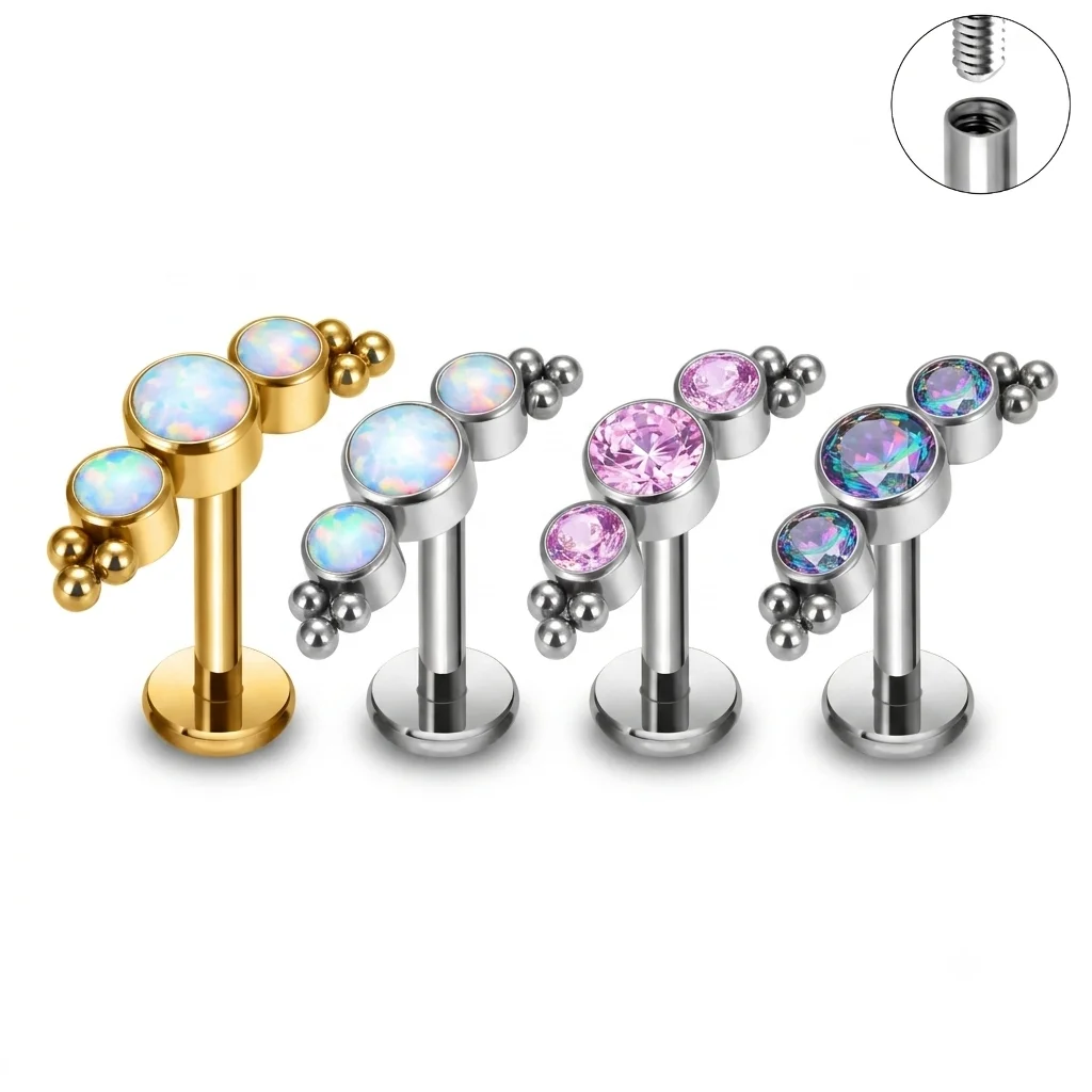 G23 Titanium Labret Cluster Ge - Flat Back Labret Stud ulasan dan harga