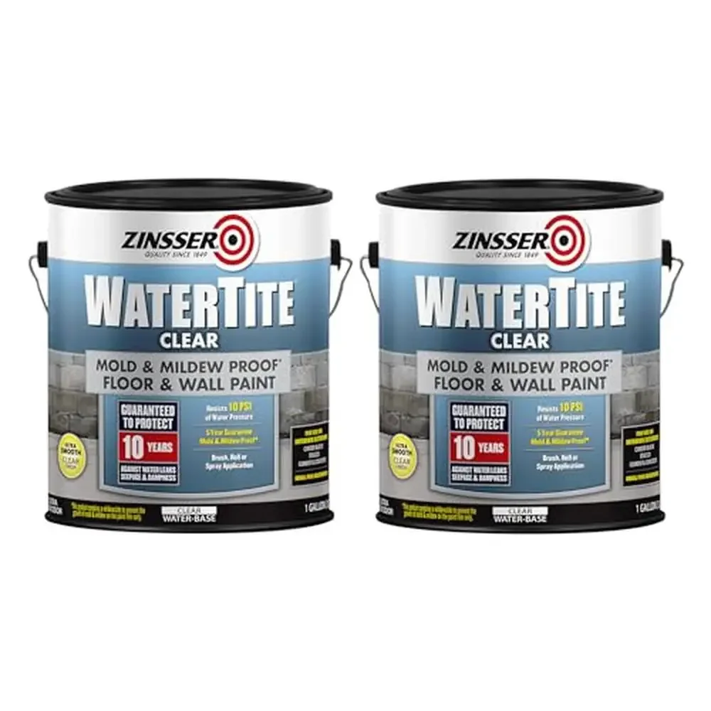 Waterproofing Floor and Wall Paint Gallon Clear Interior/Exterior 10 Year Guarantee Pack of 2