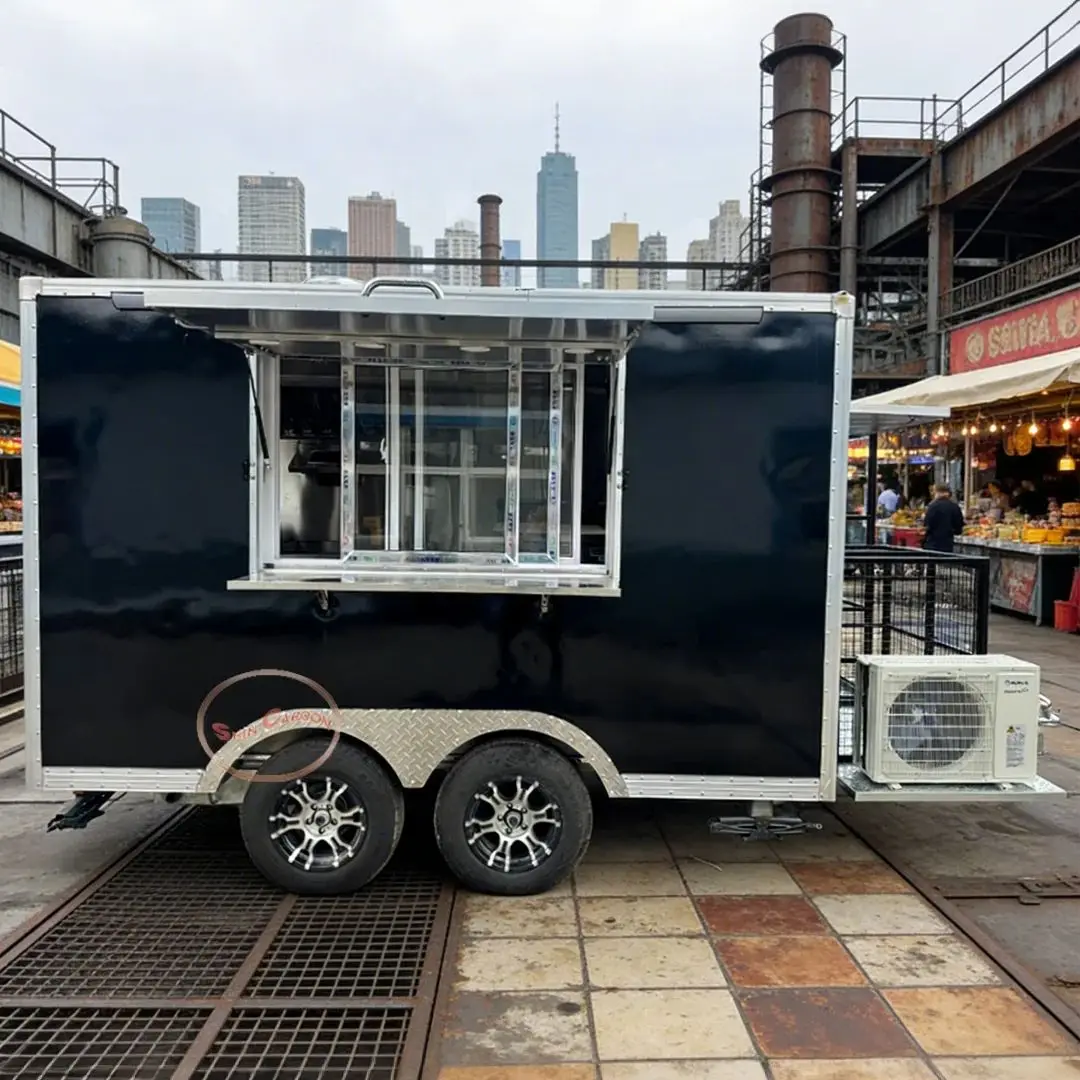 Customizable FRP Food Truck Trailer Full Kitchen Setup Commercial Street Food Vending Cart for Business