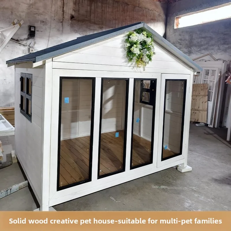 Outdoor cat house Outdoor rain and sun protection Solid wood pet cat litter Kennel pet Large dog house