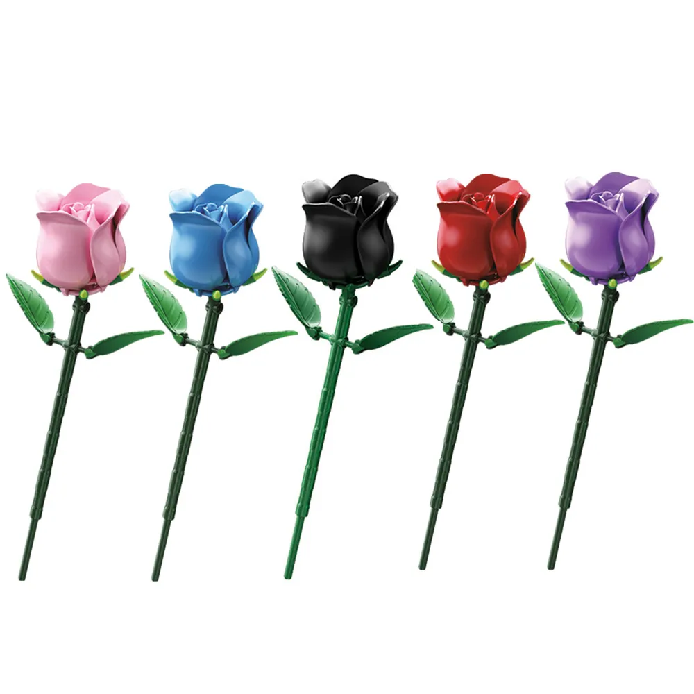

City Creativity Potted Plants Flower Rose Model Building Blocks Home Decoration Assemble Bricks Toys Kids Girl Gifts