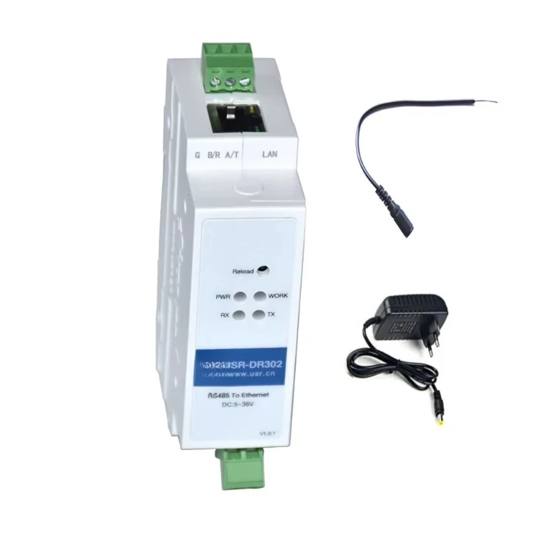 USR-DR302 DIN-Rail RS485 Serial to Ethernet Converter Bidirectional Transparent Transmission Between RS485 and RJ45 Port