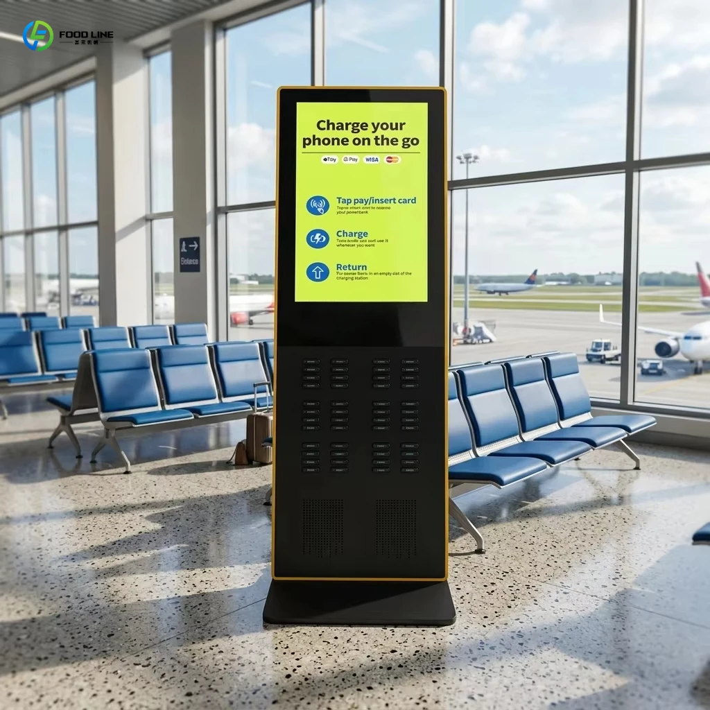 Touch Screen Floor Standing 15W Type-C Charging Station Multi Payment Power Bank Vending Machine for Public Place