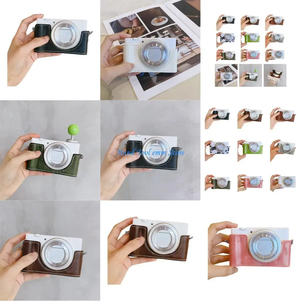 

H37F Half Camera Case PU Leather Base for ZV1 Provides Snug Fit and Reliabled Protections During Outdoor Photography