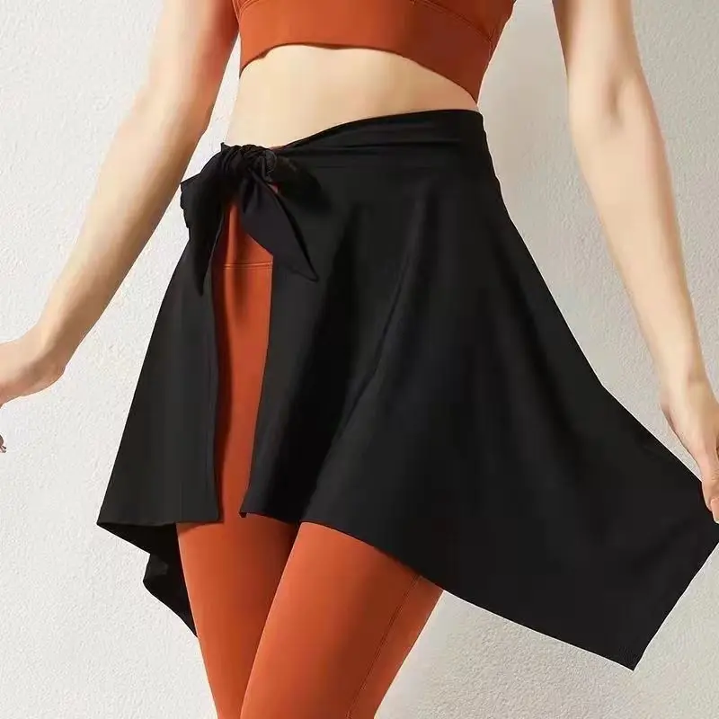 Summer Y2k Quick Dry Climbing Running Fitness Anti-naked Skirt Women Dance A Shawl Tie Waist Lady Sports Yoga Skirt Pink Fashion