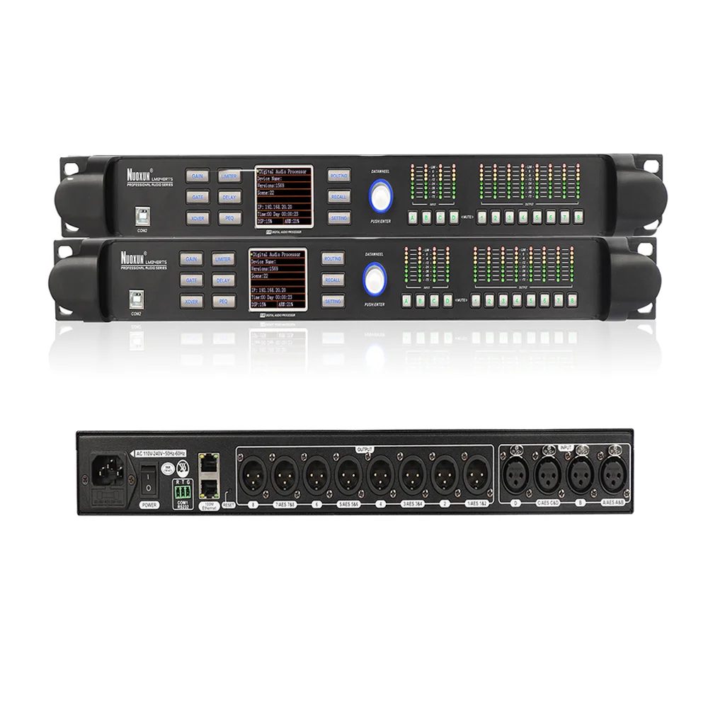 

Professional Digital Audio Processor For 4x8 DSP FIR/AES Auto EQ Speaker Management Metal Sound System Software Control For Live