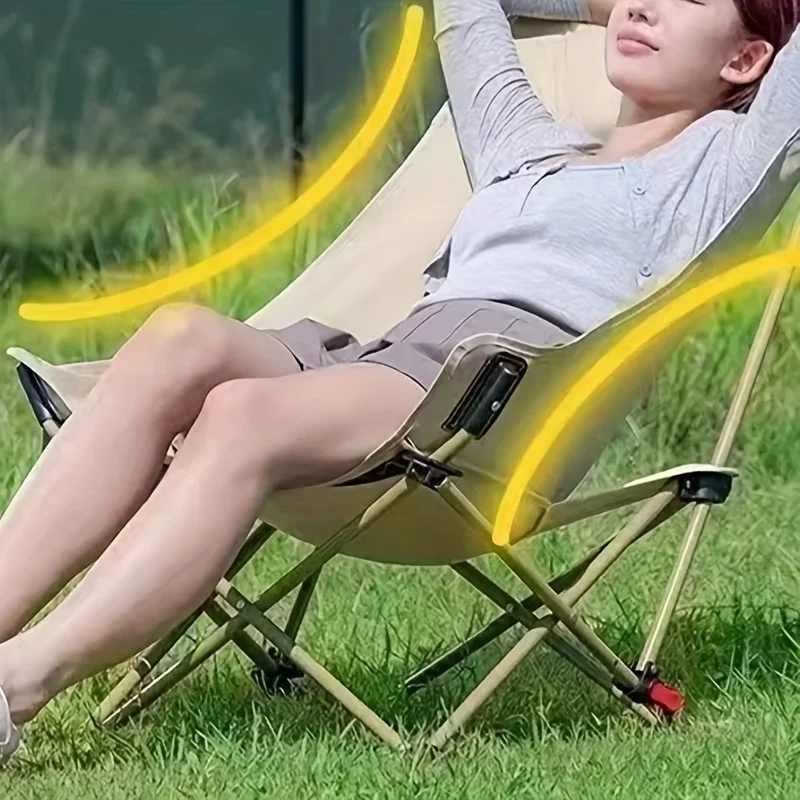 1Pieces3Adjustable Portable Folding Recliner，Outdoor Camping Moon Recliner with Side Storage，Suitable Outdoor Camping、Travel