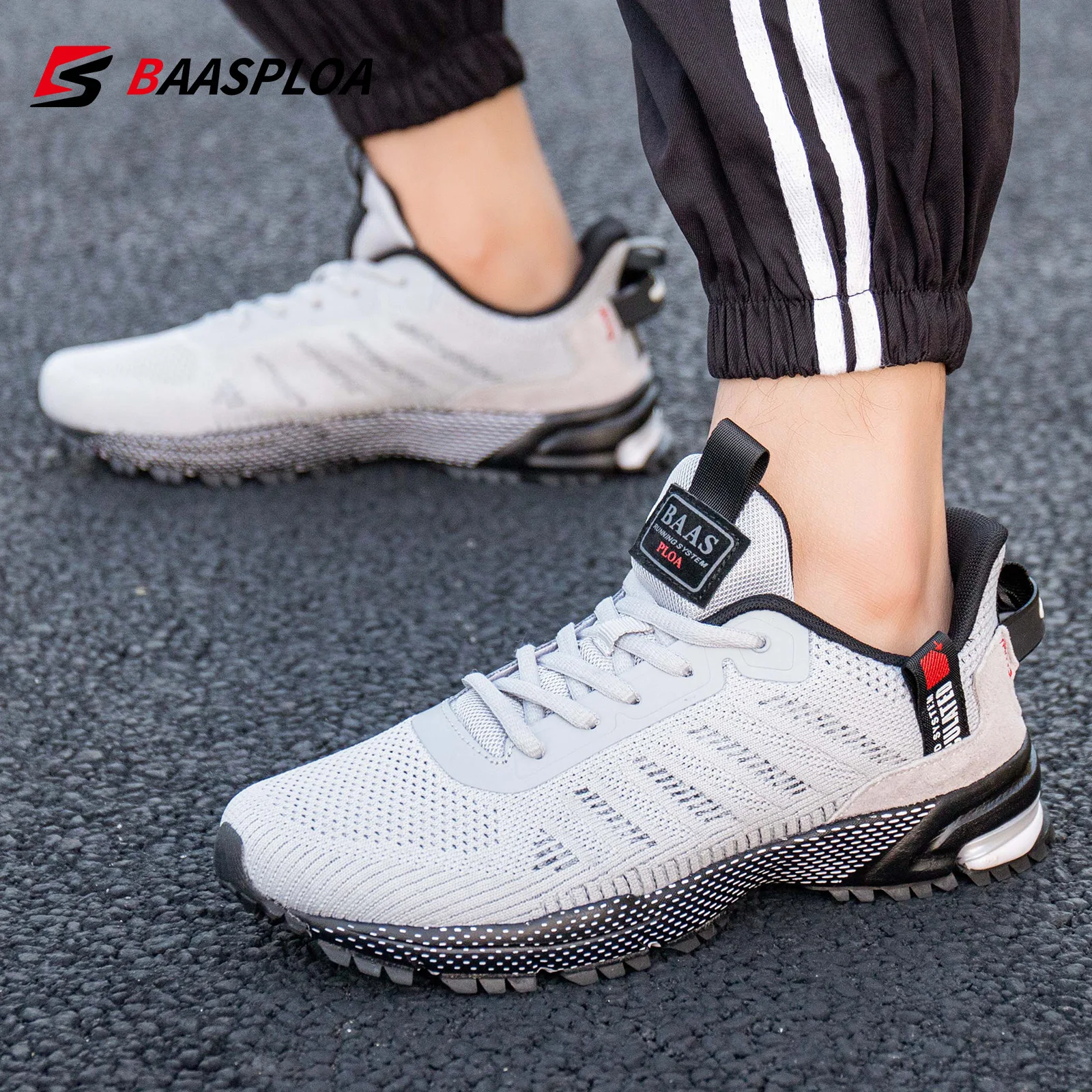 Baasploa Men Running Shoes Lightweight Breathable Sport Shoes Male Colorful Classic Casual Sneakers Comfort Training Non-Slip