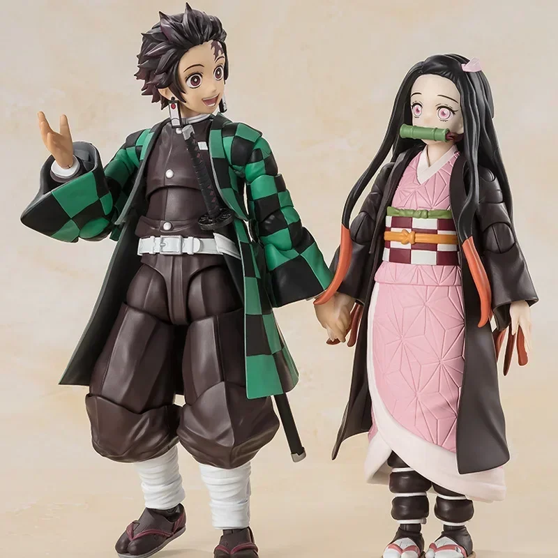 In Stock Original SHF Bandai Demon Slayer Tanjiro Kamado Nezuko Tomioka Giyuu Action Figure Animation Toy Gift Model Collector