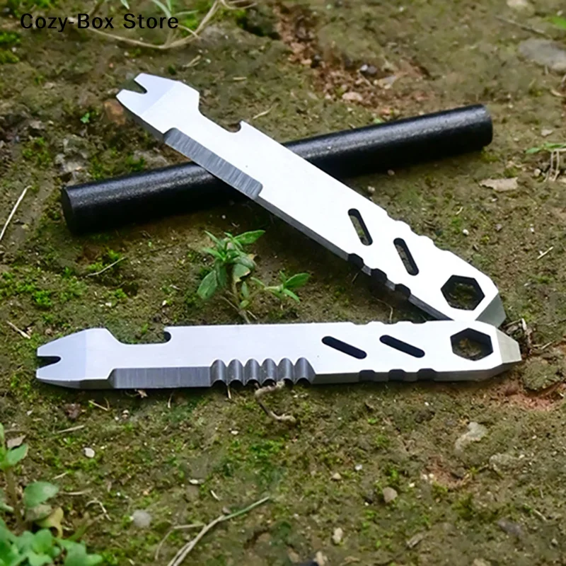 [ZY]Stainless Steel Multifunctional Pry Bar Mini EDC Hex Wrench Bottle Opener Portable Outdoor Bicycle Repair Tool[ZY]