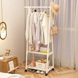 Mobile Clothes Hanger Triangle Floor Standing with Wheels Coat Rack Multi-function Household Bedroom Living Room Clothes Rack