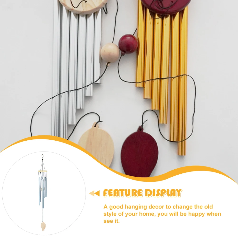 

Aluminum Tube Hanging Decor Chime Solid Wood Pendant White Hanging Decor Bedroom Office Garden Metal Bell Home nament